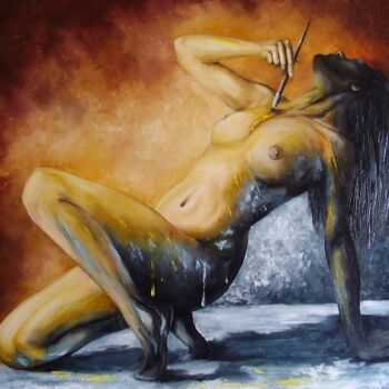 「Oil painting "Naked…」というタイトルの絵画 Natalia Bazyliukによって, オリジナルのアートワーク, オイル
