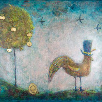 Painting titled "Golden Apples" by Natalia Berezina (natimade), Original Artwork, Acrylic