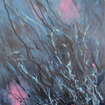 Painting titled "The night storm" by Natalia Berezina (natimade), Original Artwork, Acrylic