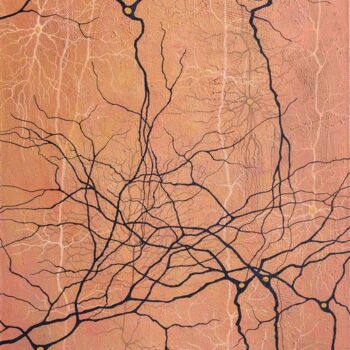 Painting titled "Neurons III" by Natalia Bienek, Original Artwork, Acrylic Mounted on Wood Stretcher frame