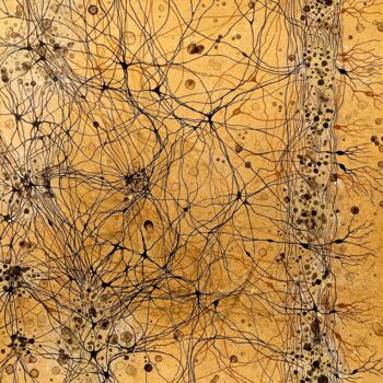 Painting titled "Neurons XXI" by Natalia Bienek, Original Artwork, Acrylic Mounted on Wood Stretcher frame