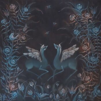 Peinture intitulée ""The night comes qu…" par Natalia Chaikovskaia, Œuvre d'art originale, Tempera