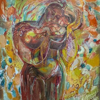 Картина под названием "Maternity" - Natalia Chernogolova, Подлинное произведение искусства, Масло Установлен на Деревянная р…