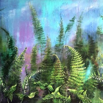 Painting titled "Magic Forest" by Natalia Czarnecka-Diling, Original Artwork, Acrylic Mounted on Wood Stretcher frame