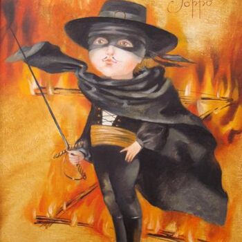 Pittura intitolato "Zorro" da Natalia Derevianko, Opera d'arte originale, Olio