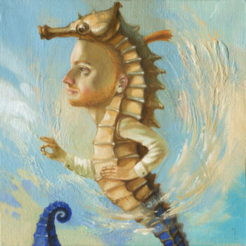 Peinture intitulée "Seahorse / Cavalluc…" par Natalia Derevianko, Œuvre d'art originale, Huile