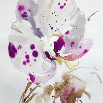 Pittura intitolato "Orchidée" da Natalia Dluska, Opera d'arte originale, Acquarello