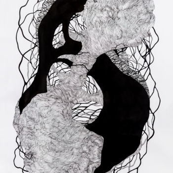 Dessin intitulée "Omnis 2" par Natalia Franik, Œuvre d'art originale, Encre Monté sur Autre panneau rigide