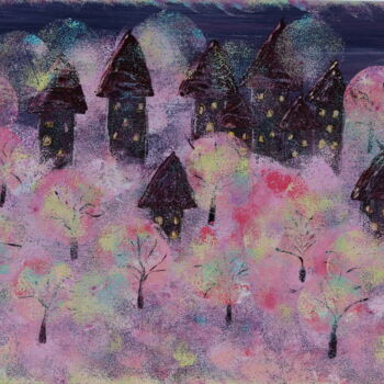 Картина под названием "Rainbow dust/Радужн…" - Наталья Иванова, Подлинное произведение искусства, Акрил Установлен на Деревя…