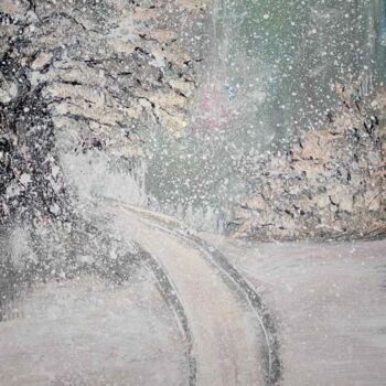 Painting titled "Snow day" by Natalia Ivanova, Original Artwork, Acrylic Mounted on Wood Stretcher frame
