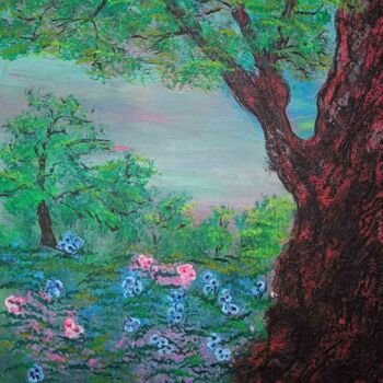Painting titled "Spring tree" by Natalia Ivanova, Original Artwork, Acrylic