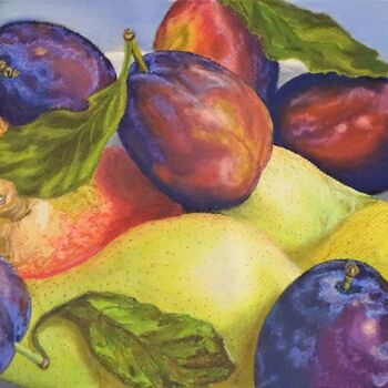Zeichnungen mit dem Titel "Die bunte Früchte" von Natalia Jelusic, Original-Kunstwerk, Pastell