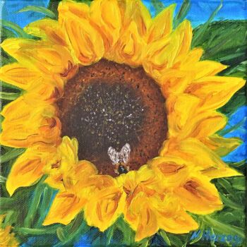 Malerei mit dem Titel "Die Sonnenblume" von Natalia Jelusic, Original-Kunstwerk, Öl