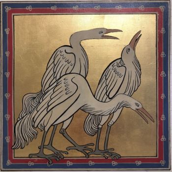 Pittura intitolato "Cranes" da Natalia Kadolina, Opera d'arte originale, Olio