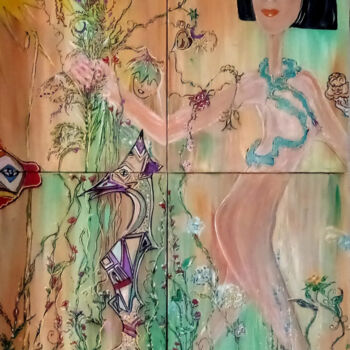 Painting titled "Women magic of the…" by Natalia Kairies, Original Artwork, Acrylic Mounted on Wood Stretcher frame