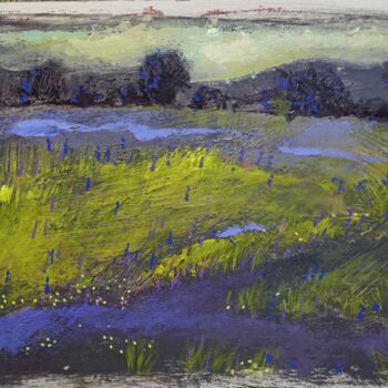 Painting titled "Spring meadow (stud…" by Natalia Kaza, Original Artwork, Acrylic