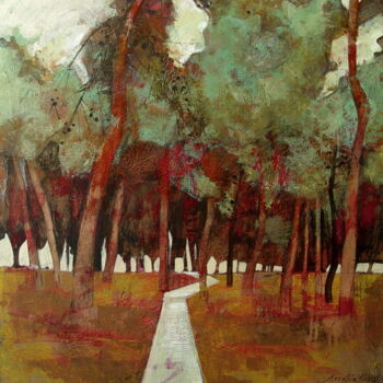 Ζωγραφική με τίτλο "Pines" από Natalia Kaza, Αυθεντικά έργα τέχνης, Ακρυλικό