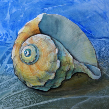 Painting titled "seashell" by Natalia-Khromykh, Original Artwork, Watercolor