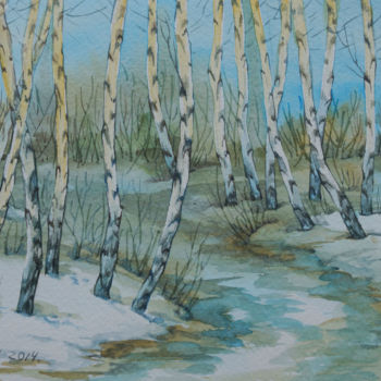 绘画 标题为“snow thaws” 由Natalia-Khromykh, 原创艺术品, 水彩