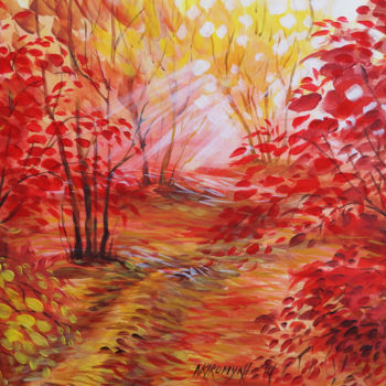 Pintura intitulada "Paesaggio autunnale" por Natalia-Khromykh, Obras de arte originais, Acrílico