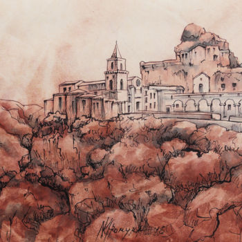 Painting titled "Matera" by Natalia-Khromykh, Original Artwork, Watercolor