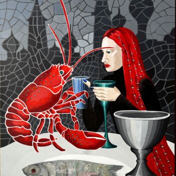Картина под названием "Dialogues on the ex…" - Natalia Kludt, Подлинное произведение искусства, Акрил Установлен на Деревянн…