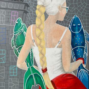 "Urban mermaid" başlıklı Tablo Natalia Kludt tarafından, Orijinal sanat, Akrilik Ahşap Sedye çerçevesi üzerine monte edilmiş