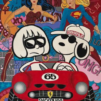 Картина под названием "Super Snoopy" - Natalia Kludt, Подлинное произведение искусства, Акрил Установлен на Деревянная рама…