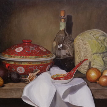 Pintura intitulada "Still Life with Chi…" por Natalia Korbukh, Obras de arte originais, Óleo