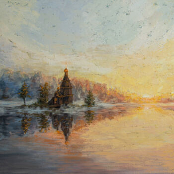 Painting titled "AT THE SUNSET OF FA…" by Natalia Korneeva, Original Artwork, Oil