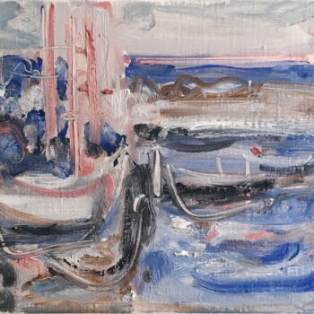 Peinture intitulée "The boats. Douarnen…" par Natalia Kruchkevych, Œuvre d'art originale, Huile