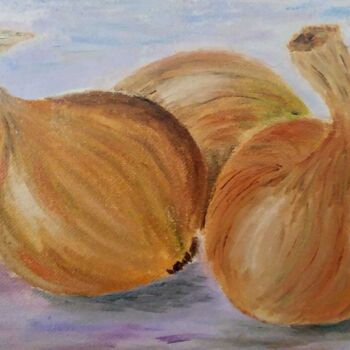 Painting titled "Yellow Onion" by Nataliia Kuropiatnikova, Original Artwork, Oil