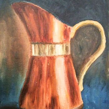 Painting titled "Сopper jug" by Nataliia Kuropiatnikova, Original Artwork, Oil