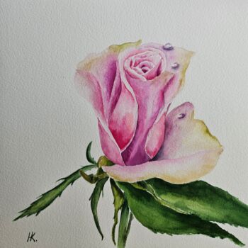 Peinture intitulée "Rose" par Natalia Kuznetsova, Œuvre d'art originale, Aquarelle