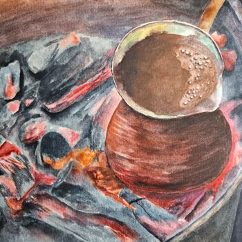 Painting titled "Turkish coffee" by Natalia Kuznetsova, Original Artwork, Watercolor
