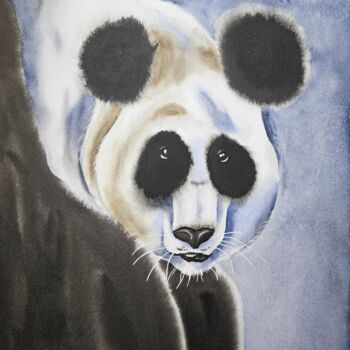 Schilderij getiteld "Panda" door Natalia Kuznetsova, Origineel Kunstwerk, Aquarel