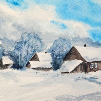 Pintura intitulada "Seasons. Winter" por Natalia Kuznetsova, Obras de arte originais, Aquarela