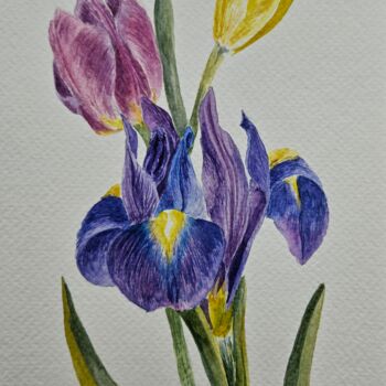 Картина под названием "Spring bouquet. Tul…" - Natalia Kuznetsova, Подлинное произведение искусства, Акварель