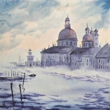 Peinture intitulée "Venice in the fog" par Natalia Kuznetsova, Œuvre d'art originale, Aquarelle