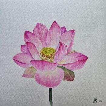 Painting titled "Lotus" by Natalia Kuznetsova, Original Artwork, Watercolor