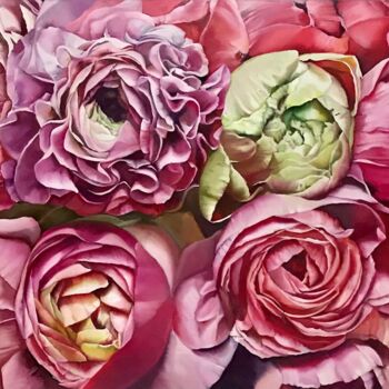 Картина под названием "Ball of Flowers" - Natalia Lugovska, Подлинное произведение искусства, Масло