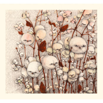 Peinture intitulée "snowberry print" par Natalia Nakonechnaia, Œuvre d'art originale, Acrylique