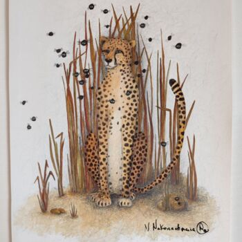 Desenho intitulada "savanna eyes" por Natalia Nakonechnaia, Obras de arte originais, Acrílico