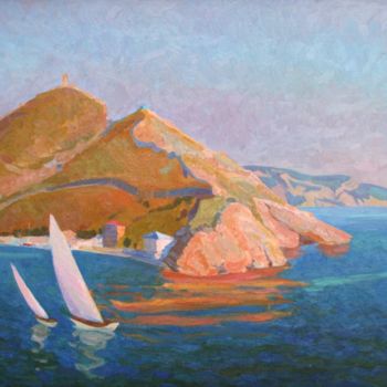 Pintura intitulada "Еvening at the sea." por Natalia Pliss, Obras de arte originais, Óleo
