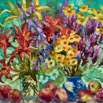 Pintura titulada "Floral Vase" por Natalia Pismak, Obra de arte original, Oleo Montado en Bastidor de camilla de madera