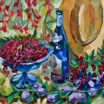 Malarstwo zatytułowany „Chinese Cherry” autorstwa Natalia Pismak, Oryginalna praca, Olej Zamontowany na Drewniana rama noszy