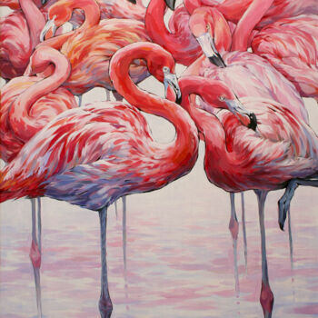 Painting titled "Birds of the mornin…" by Natalia Rezanova, Original Artwork, Acrylic