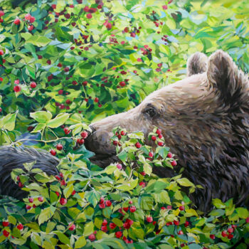 Malerei mit dem Titel "In raspberries" von Natalia Rezanova, Original-Kunstwerk, Acryl