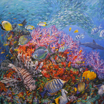 Peinture intitulée "Underwater world" par Natalia Rezanova, Œuvre d'art originale, Acrylique