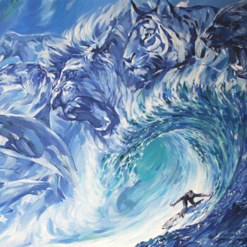 Peinture intitulée "Conqueror of waves" par Natalia Rezanova, Œuvre d'art originale, Acrylique